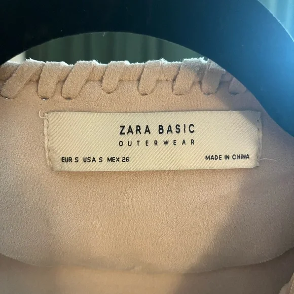 Zara Cream Faux Suede Jacket with Fringe Details - Picture 4 of 4